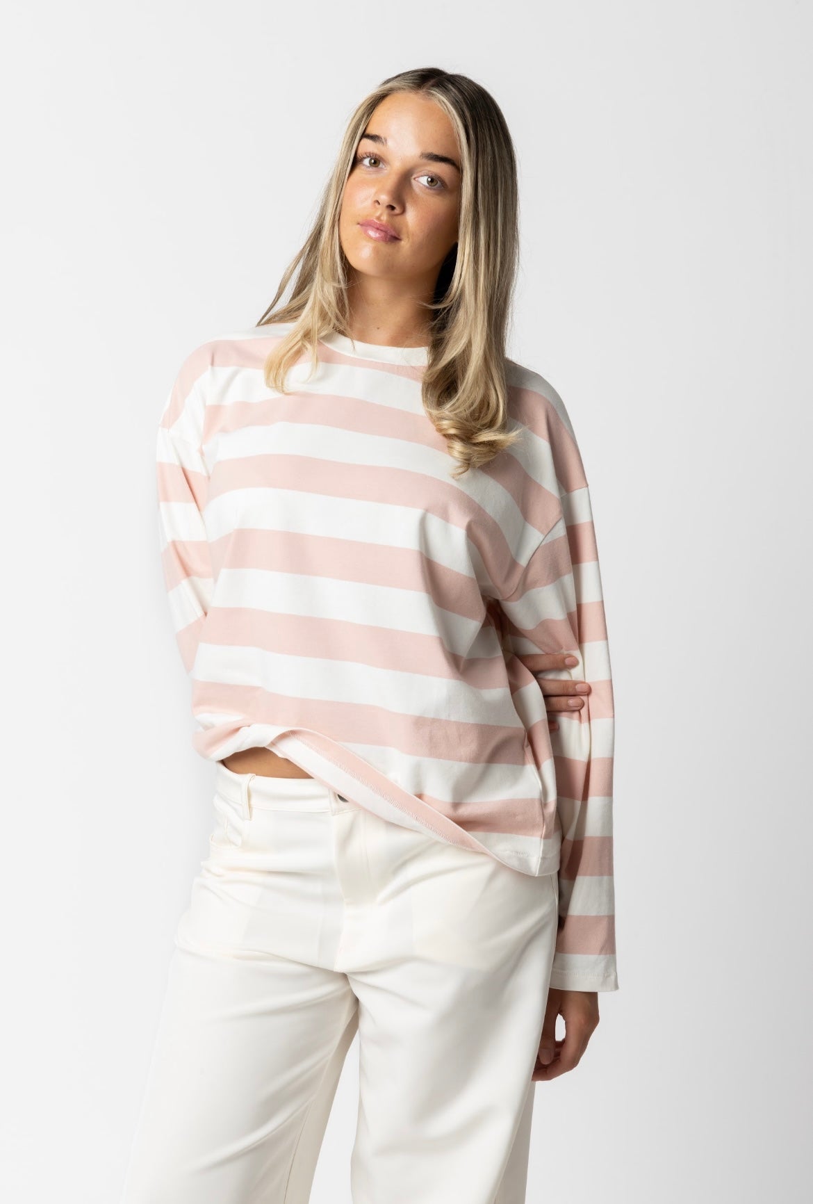 Candy Stripe long Sleeve Tee - Pink