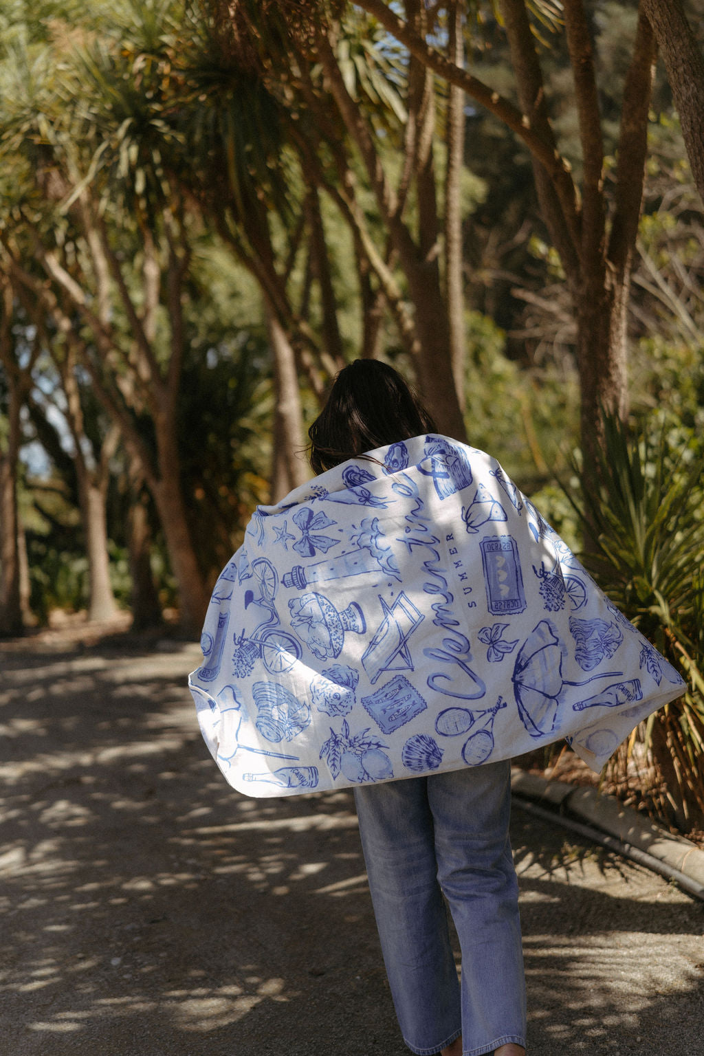 A Clementine Summer Towel - Blue/White